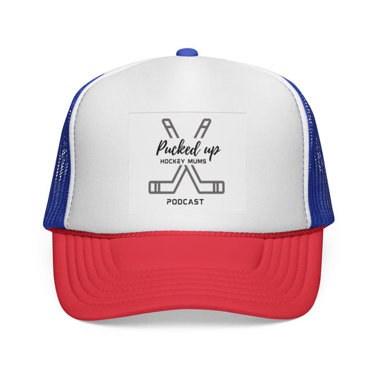 Hockey Podcast Trucker Cap, Sports Hat, Gift for Hockey Moms, Adjustable Cap, Fun Team Merchandise, Pucked Up Podcast Gear